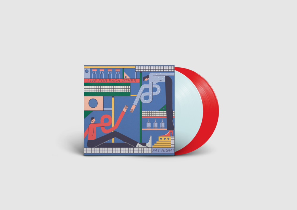 Live For Each Other - Fat Night (Transparent Blue & Red Vinyl)